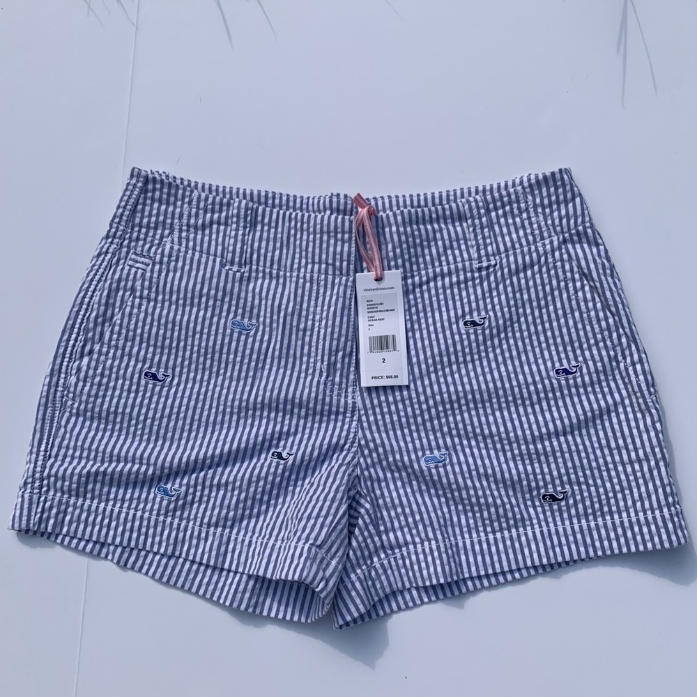 Vineyard Vines Seersucker Striped White Blue Shorts NWT 2